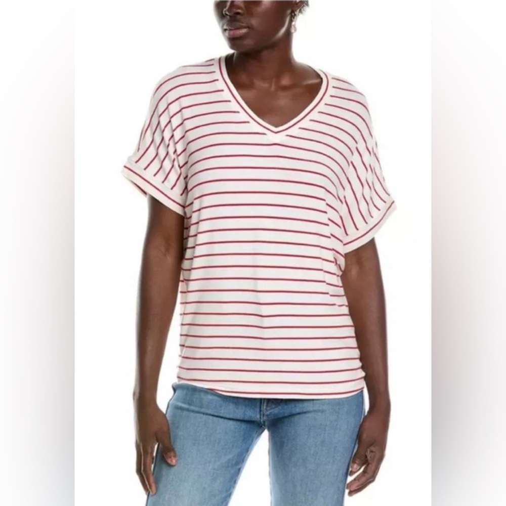 Cabi 6400 Red White Stripe Cookout Tee Size S